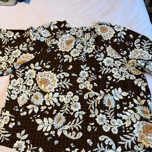 LOFT brown floral blouse XL